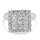 Lustro Stella - Platinum Overlay Sterling Silver Ring (Size T) Made with Finest CZ 3.03 Ct.