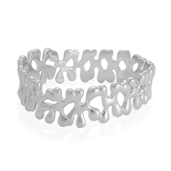 LucyQ Splat Bangle in Rhodium Plated Sterling Silver (Size 7.5 / Medium), Silver wt 64.00 Gms.