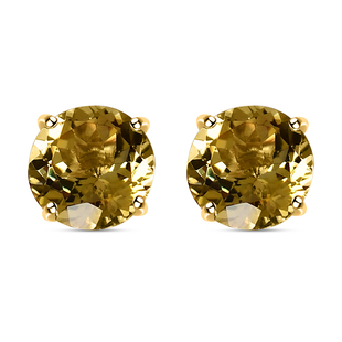 14K Yellow Gold Natural Golden Tanzanite  Solitaire Stud Push Post Earring 1.70 ct,