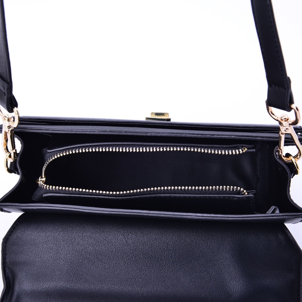 Amor Gold Metal Handle Bag in Black Colour (Size 24x15x10 Cm)