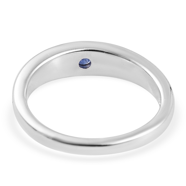 JCK Vegas Collection- Blue Sapphire Solitaire Ring in Platinum Overlay Sterling Silver