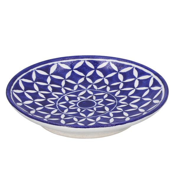 Jaipur Blue - Set of 4 Hand Painted Ceramic Plates (Size 25 Cm) - Blue