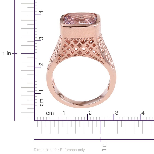 Rose De France Amethyst (Cush) Solitaire Ring in Rose Gold Overlay Sterling Silver 5.000 Ct. Silver wt 6.80 Gms.