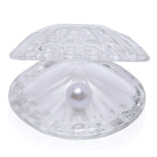 Home Decor - White Austrian Crystal Oyster Sculpture with White Resin Pearl