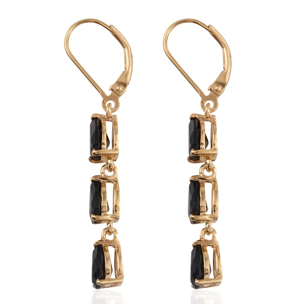 Boi Ploi Black Spinel (Pear) Lever Back Earrings in 14K Gold Overlay Sterling Silver 5.500 Ct.
