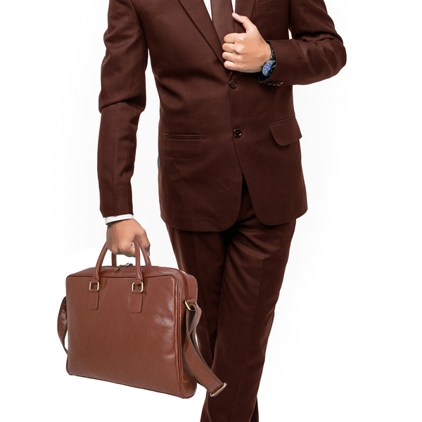 LA MAREY Laptop Bag with Adjustable Shoulder Strap (Size 41x30x6 Cm) - Brown