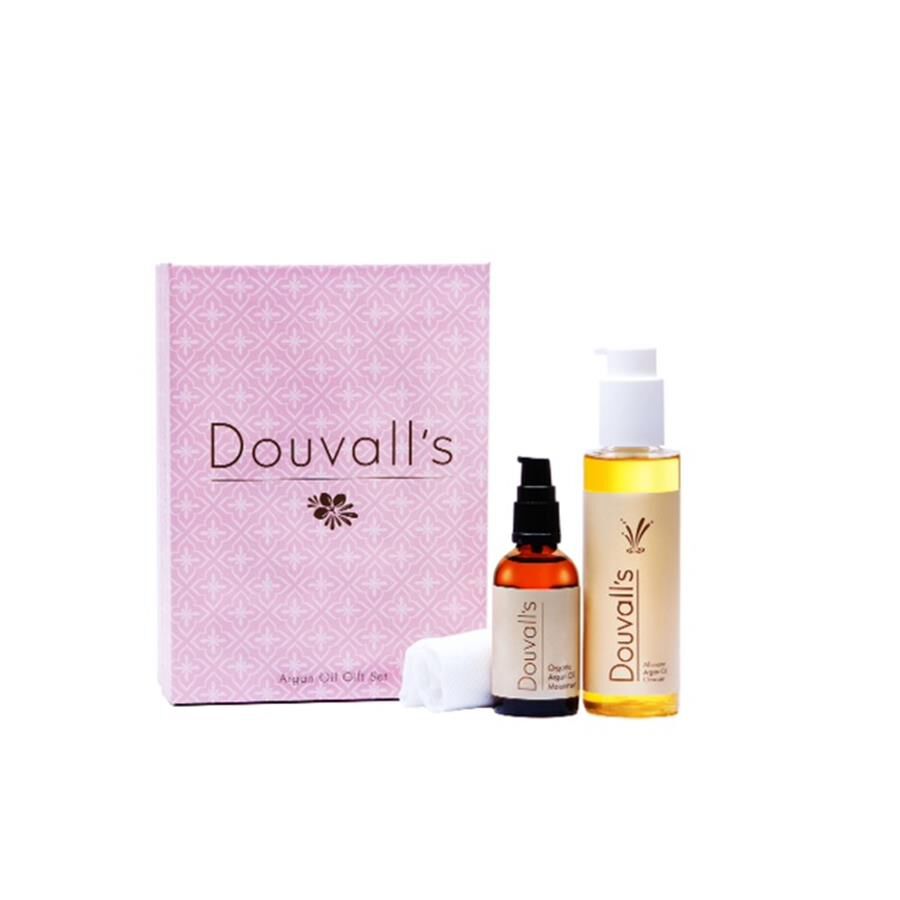 Alicia Douvall Argan Oil Gift Box, Argan Oil Moisturiser 50ml, Cleanser 150ml ,Muslin Cloth
