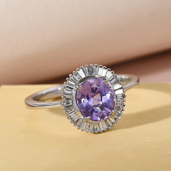 RHAPSODY 950 Platinum AAAA Purple Sapphire and Diamond (VS/E-F) Ring 2.41 Ct, Platinum Wt. 4.50 Gms