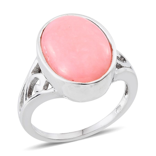 Peruvian Pink Opal (Ovl) Solitaire Ring in Platinum Overlay Sterling Silver 8.250 Ct.