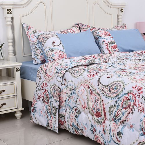 Set of 6 Paisley Pattern Comforter, Fitted Sheet, 2 Pillow Case and 2 Envelope Pillow Case