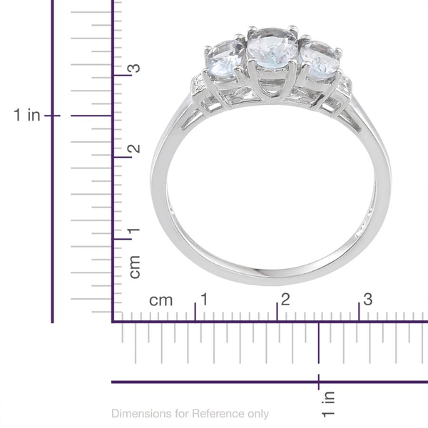 Espirito Santo Aquamarine (Ovl 0.75 Ct), Diamond Ring in Platinum Overlay Sterling Silver 1.670 Ct.