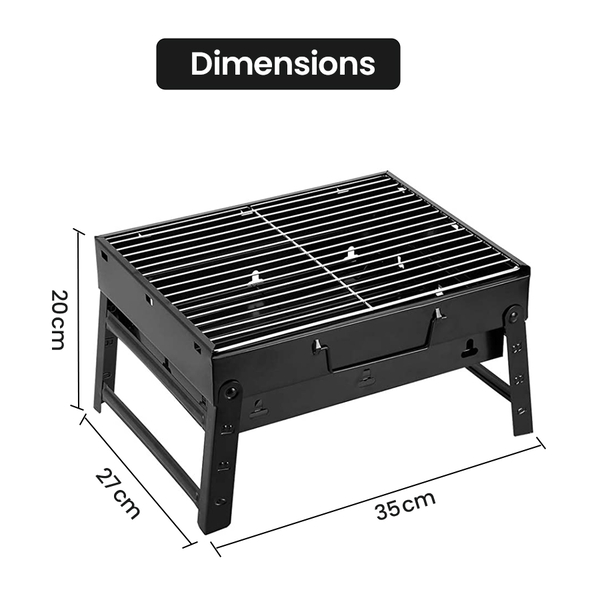 Portable Outdoor Folding BBQ Grill (Size 35x27x20cm) -  Black