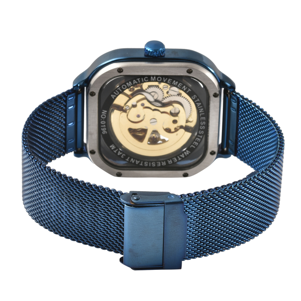 GENOA Automatic Movement Blue Dial 3 ATM Water Resistant Watch with Blue Silicone Strap