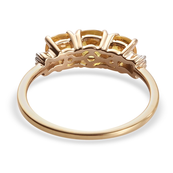 9K Yellow Gold AA Yellow Sapphire and Diamond Ring 1.31 Ct.