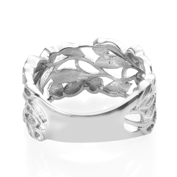 Diamond (Rnd) Leaves Ring in Platinum Overlay Sterling Silver, Silver wt 3.58 Gms.