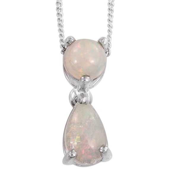 Ethiopian Welo Opal (Pear) Pendant With Chain and Earrings (with Push Back) in Platinum Overlay Sterling Silver 2.000 Ct.