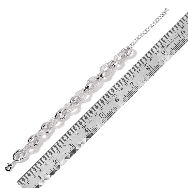 White Austrian Crystal Necklace (Size 18 with 2 inch Extender) and Bracelet (Size 7 with 1.5 inch Extender) in Silver Tone