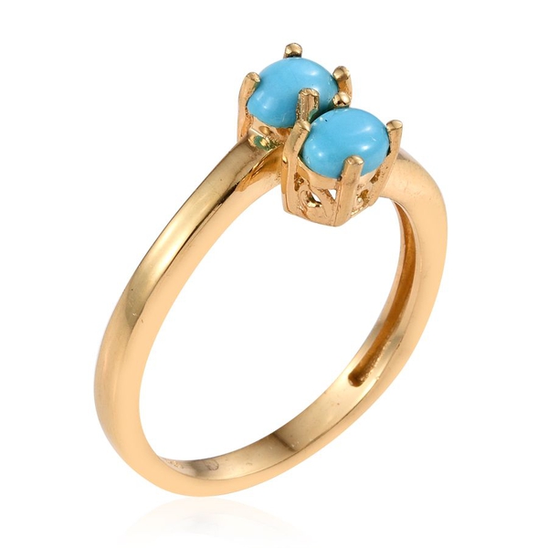 Arizona Sleeping Beauty Turquoise (Ovl) Crossover Ring in 14K Gold Overlay Sterling Silver 1.000 Ct.