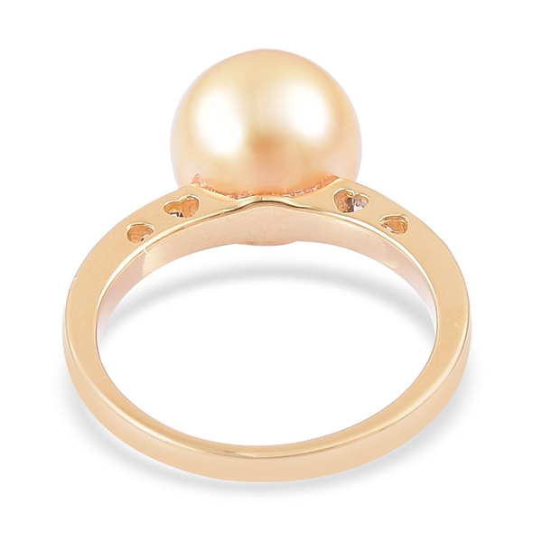ILIANA 18K Yellow Gold AAA South Sea Golden Pearl (Baroque 10-10.5mm), Diamond (SI/G-H) Ring