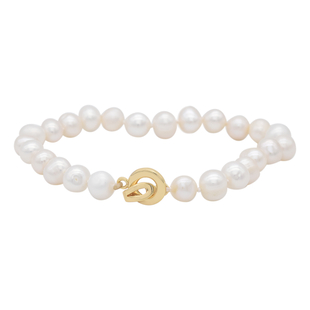 Freshwater Pearl and Simulated Diamond Bracelet (Size - 7.5)