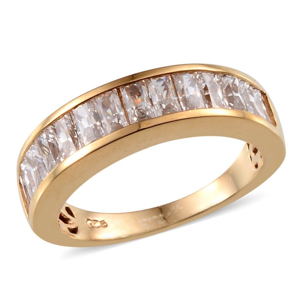 Lustro Stella - 14K Gold Overlay Sterling Silver (Bgt) Half Eternity Band Ring Made with Finest CZ 1