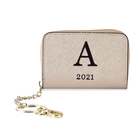 Genuine Leather Alphabet A Wallet with Engraved Message on Back Side (Size 11X7.5X2.5 Cm) - Gold