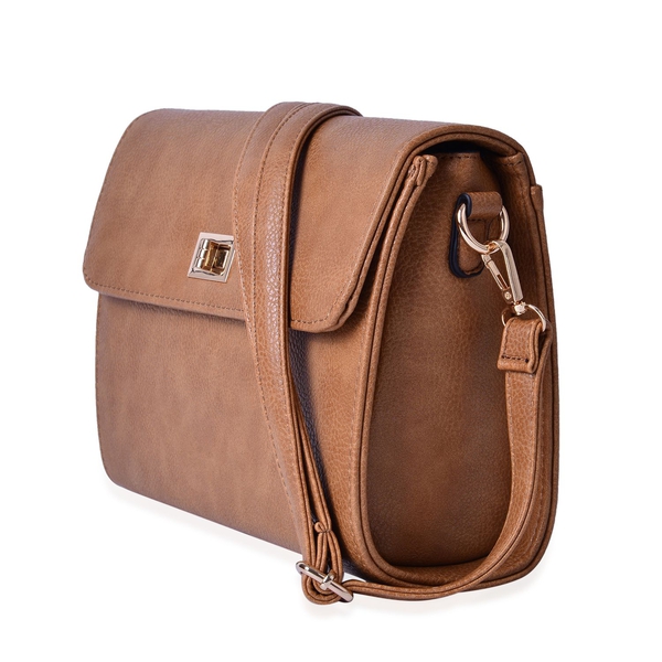 Marylebone Classic Deep Tan Colour Crossbody Bag with Adjustable and Removable Strap (Size 27x20x9 Cm)