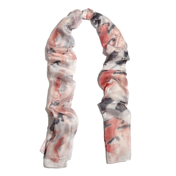 100% Mulberry Silk Pink, Silver and Multi Colour Printed Stole (Size 180x100 Cm)