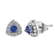 Tanzanite and Natural Cambodian Zircon Stud Earrings (With Push Back) in Sterling Silver 1.00 Ct.