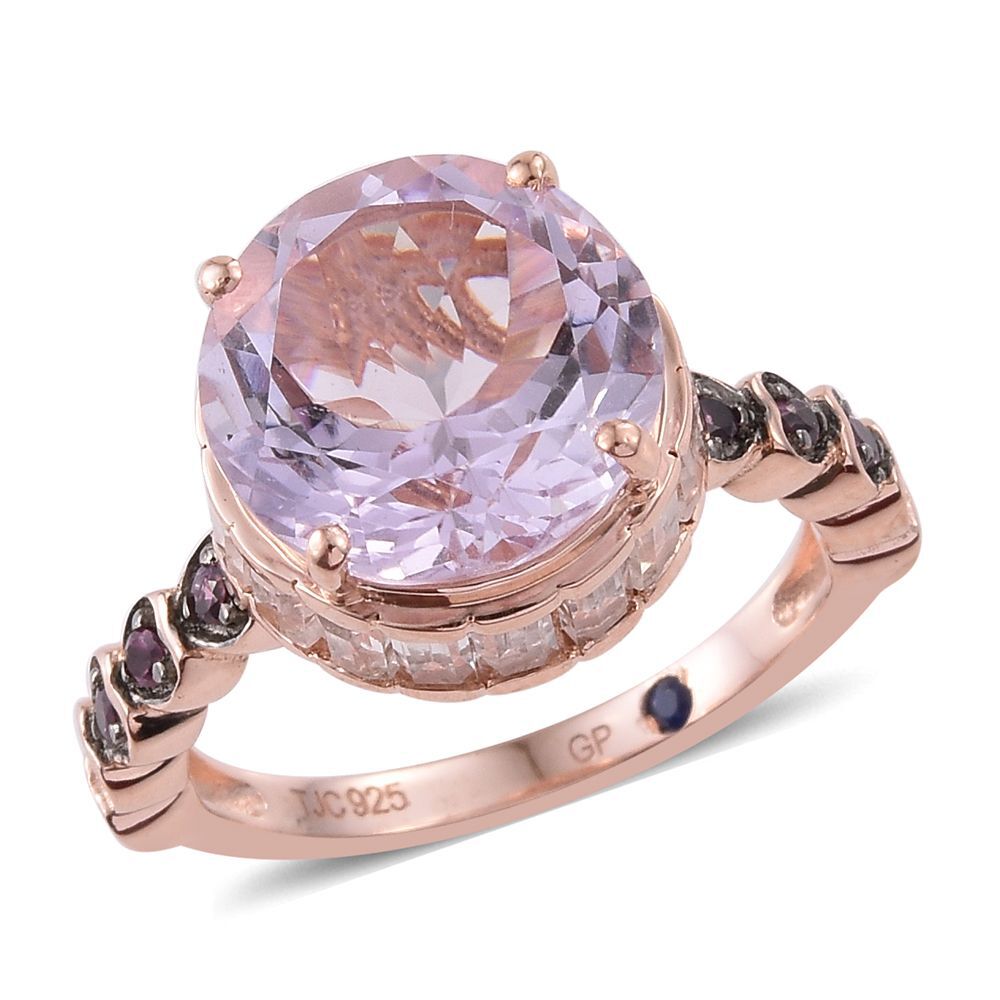 GP Rose De France Amethyst (Rnd 5.75 Ct), Rhodolite Garnet, White Topaz and Kanchanaburi Blue Sapphi