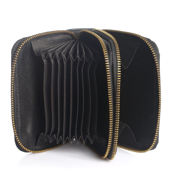 Genuine Leather RFID Blocker Black Colour Ladies Wallet (Size 12x11x2 Cm)