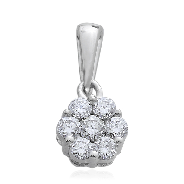 0.50 Carat Pressure Set Diamond Floral Pendant in 9K White Gold SGL Certified I3 GH