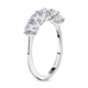 Moissanite (120 Faceted) 5 Stone Ring in Rhodium Overlay Sterling Silver 2.25 Ct.