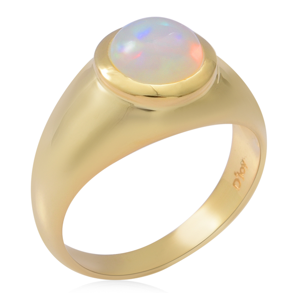Ethiopian Welo Opal Solitaire Ring in Yellow Gold Overlay Sterling Silver 1.20 Ct