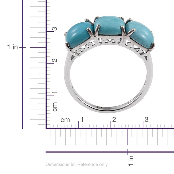 Arizona Sleeping Beauty Turquoise (Cush) Trilogy Ring in Platinum Overlay Sterling Silver 5.750 Ct.