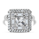 Lustro Stella Platinum Overlay Sterling Silver Cluster Ring Made with Finest CZ 5.13 Ct.