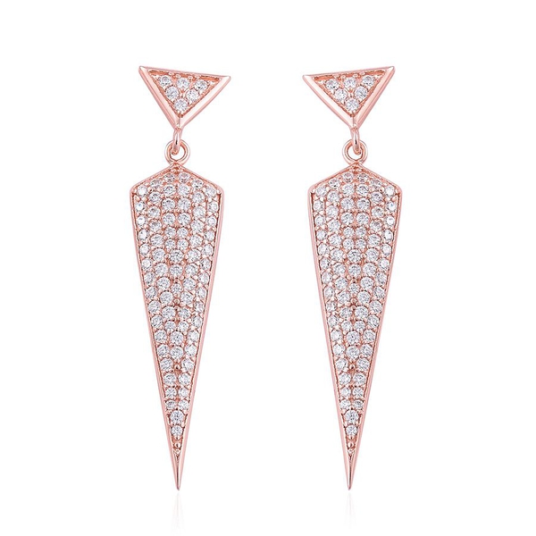ELANZA AAA Simulated White Diamond Earrings (with Push Back) in Rose Gold Overlay Sterling Silver