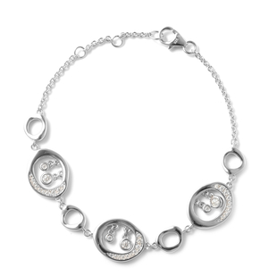 LucyQ Fluid Collection - Moissanite Drop Charm Inspired Bracelet (Size 8 with Extender) in Rhodium O