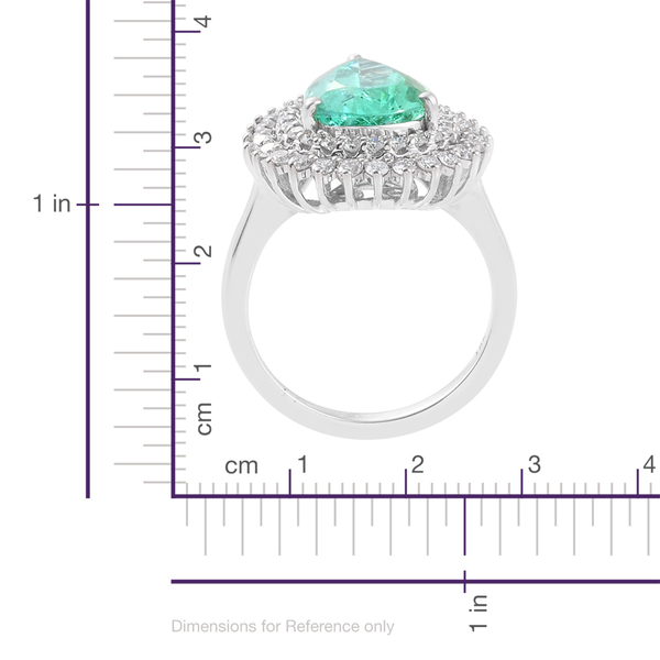 ILIANA 18K White Gold 5.75 Carat AAA Pear Boyaca Colombian Emerald Engagement Ring With Diamond SI G-H