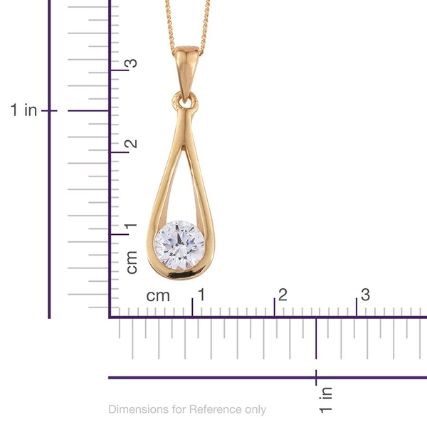 Lustro Stella - 14K Gold Overlay Sterling Silver (Rnd) Solitaire Pendant with Chain Made with Finest CZ