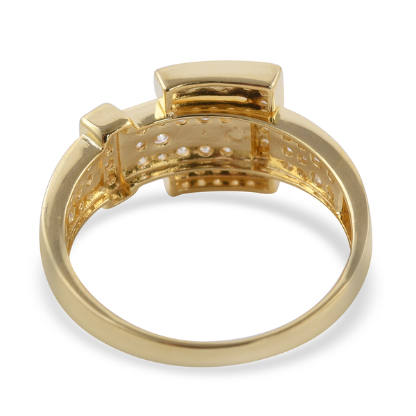 One Time Close Out Deal - 9K Yellow Gold Simulated Diamond Buckle Ring