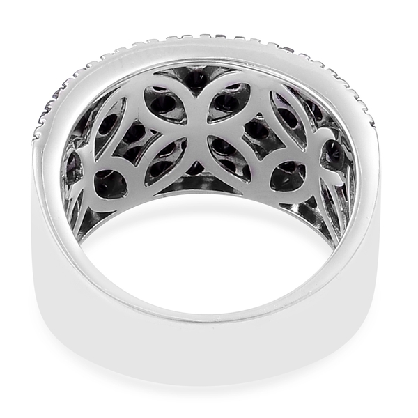 Boi Ploi Black Spinel Cluster Ring in Black Rhodium Plated Sterling Silver 2.900 Ct. Silver wt 6.52 Gms.
