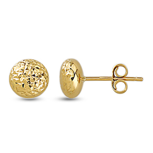 Vicenza Collection - 9K Yellow Gold Stud Diamond Cut Earrings (With Push Back)