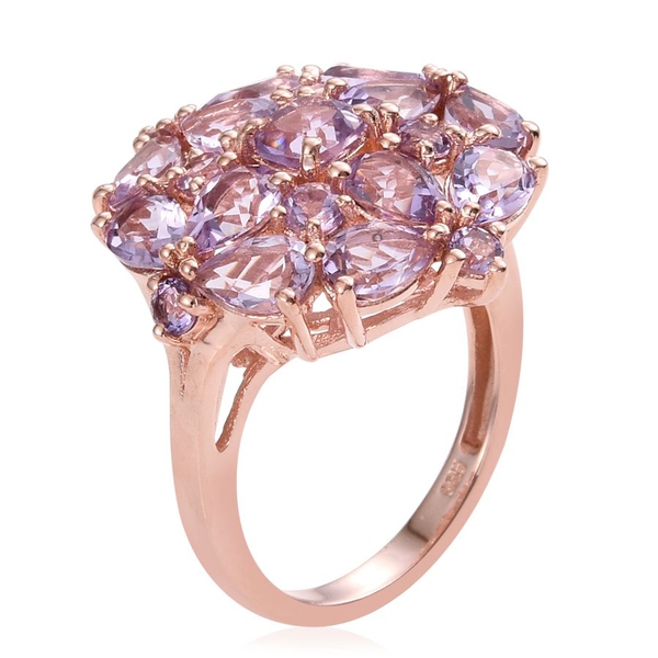 Rose De France Amethyst (Cush 0.50 Ct) Cluster Ring in Rose Gold Overlay Sterling Silver 5.750 Ct.