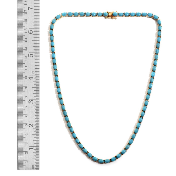 Arizona Sleeping Beauty Turquoise (Ovl) Necklace (Size 18) in 14K Gold Overlay Sterling Silver 35.000 Ct.