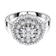 Lustro Stella Platinum Overlay Sterling Silver Cluster Ring Made with Finest CZ