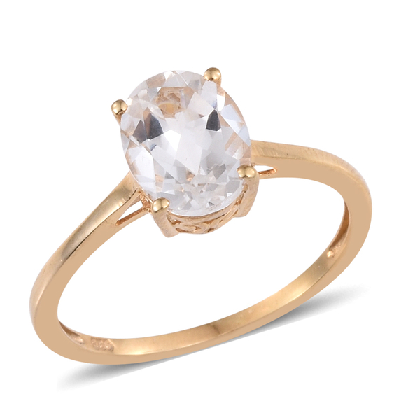 White Topaz (Ovl) Solitaire Ring and Pendant in 14K Gold Overlay Sterling Silver 4.000 Ct.