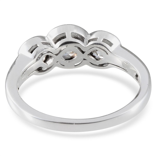 Lustro Stella - Platinum Overlay Sterling Silver (Rnd) 3 Stone Ring Made with Finest CZ 2.350 Ct.