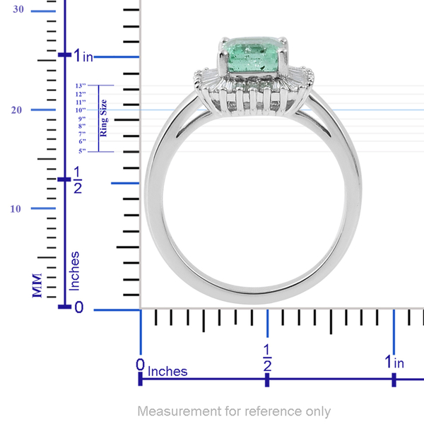 ILIANA 18K W Gold Boyaca Colombian Emerald (Oct 1.50 Ct), Diamond Ring 2.250 Ct.