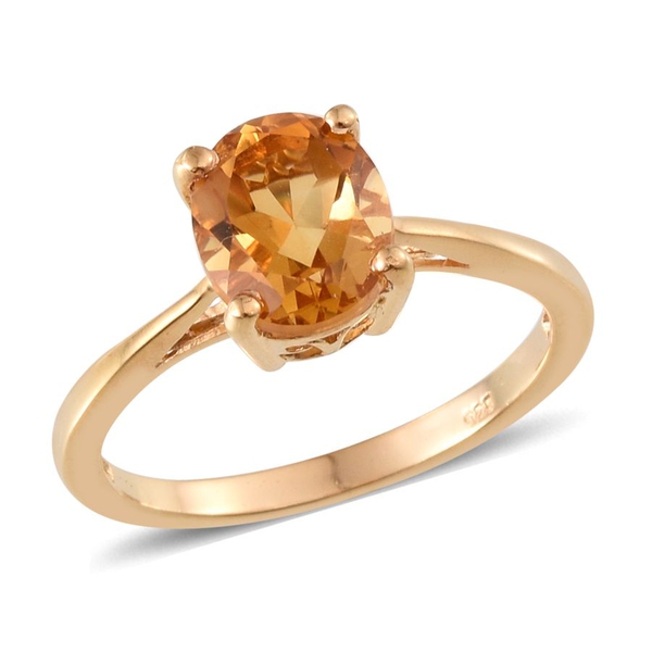 Citrine (Ovl) Solitaire Ring in 14K Gold Overlay Sterling Silver 2.250 ...